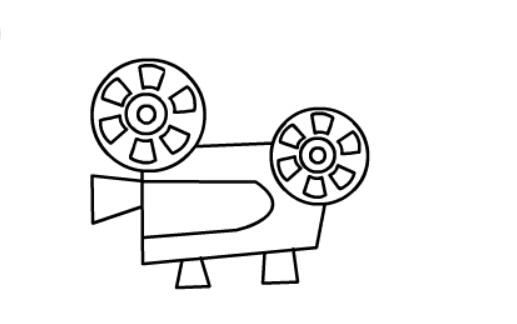 简笔画电影放映机_儿童画电影放映机的简单画法